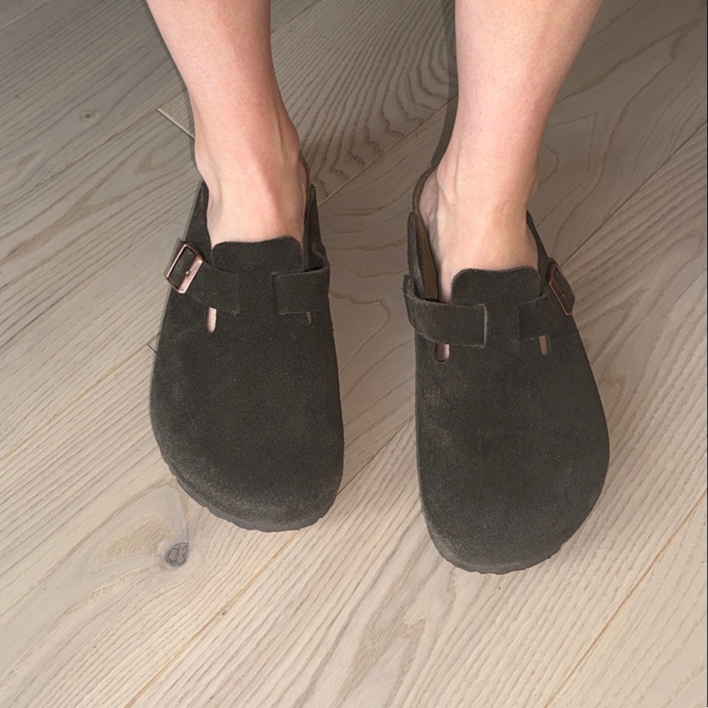 Birkenstock Dark Brown Suede Mules
